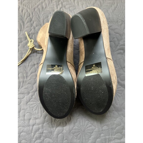 Forever Camille-86 Chunky Heel Platform Lace Up Ankle Booties Taupe SZ 8.5 NWOB - Picture 8 of 13